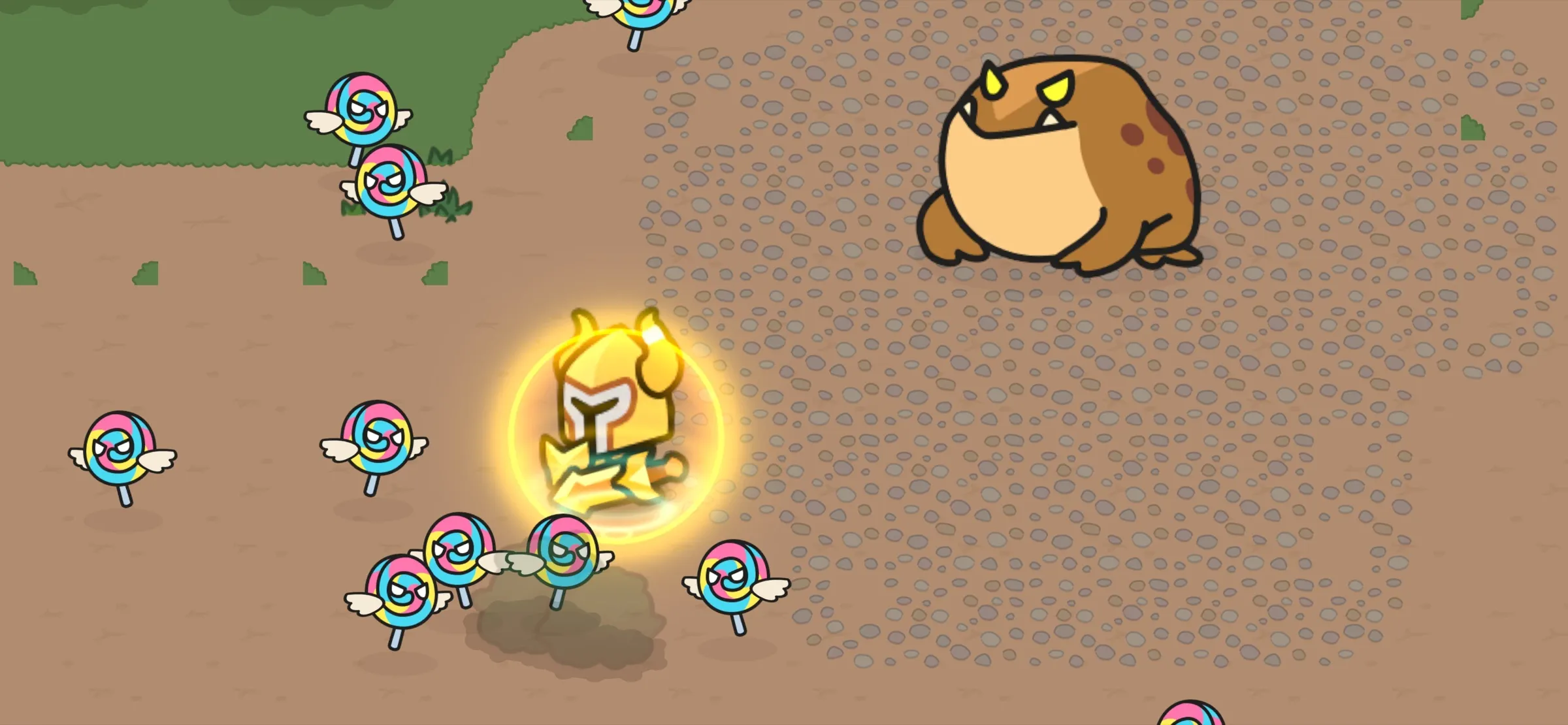 LuckForge key art: hero and toad boss